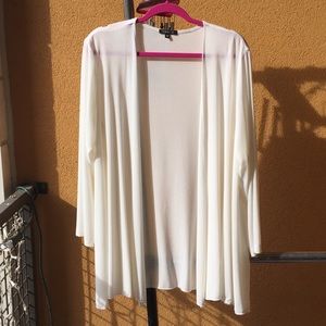Vikki Vi White slinky knit jacket Long sleeve 1X